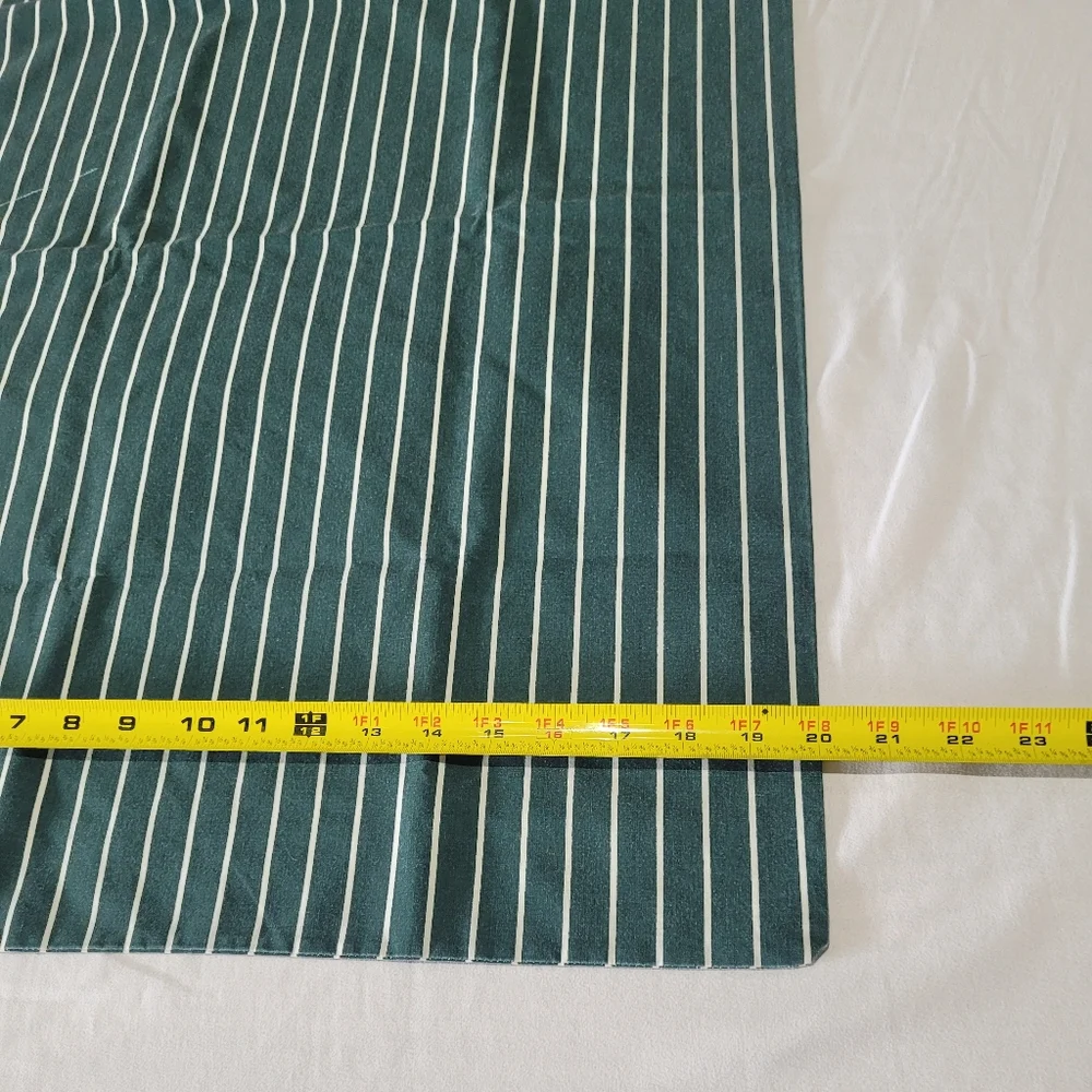 Vintage Pillowcase Green & White Pinstripe Bed Linens Pillow Cover Striped Decor